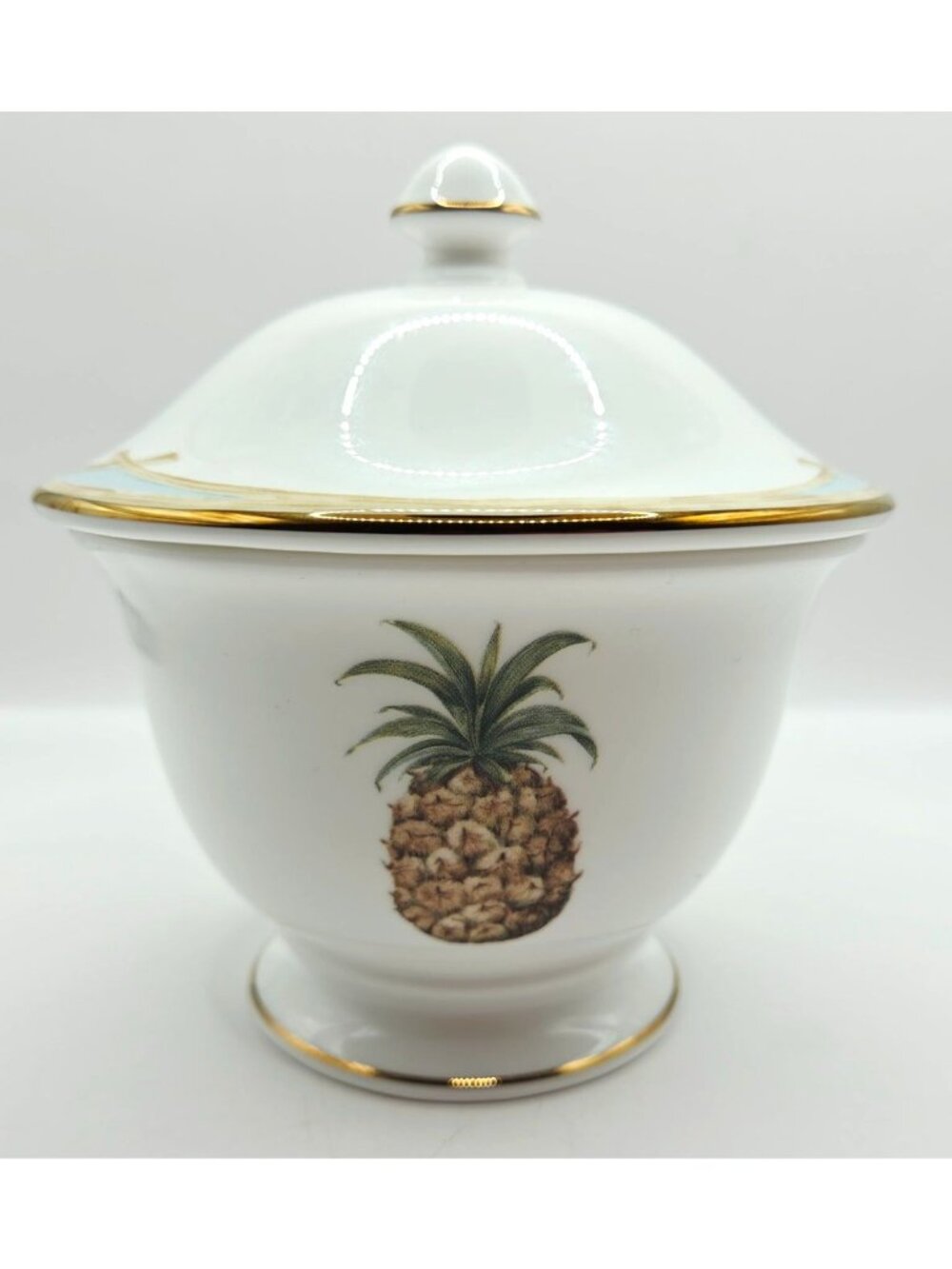 Lenox British Colonial Sugar Bowl Lid White Porcelain Pineapple Gold Trim *Read